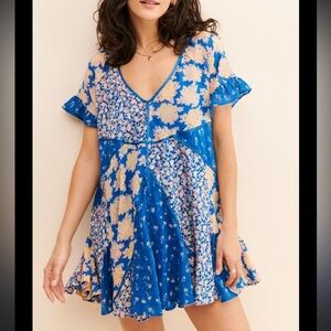 Free People Wildflower Patchwork Mini Dress